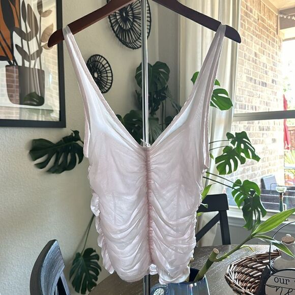 NWOT Free People All I Think About Brami Mesh Pink Tank Sleeveless Intimately S - Picture 5 of 14